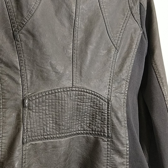 Sebby Collection Gray Faux Leather Moto Jacket - Picture 6 of 10